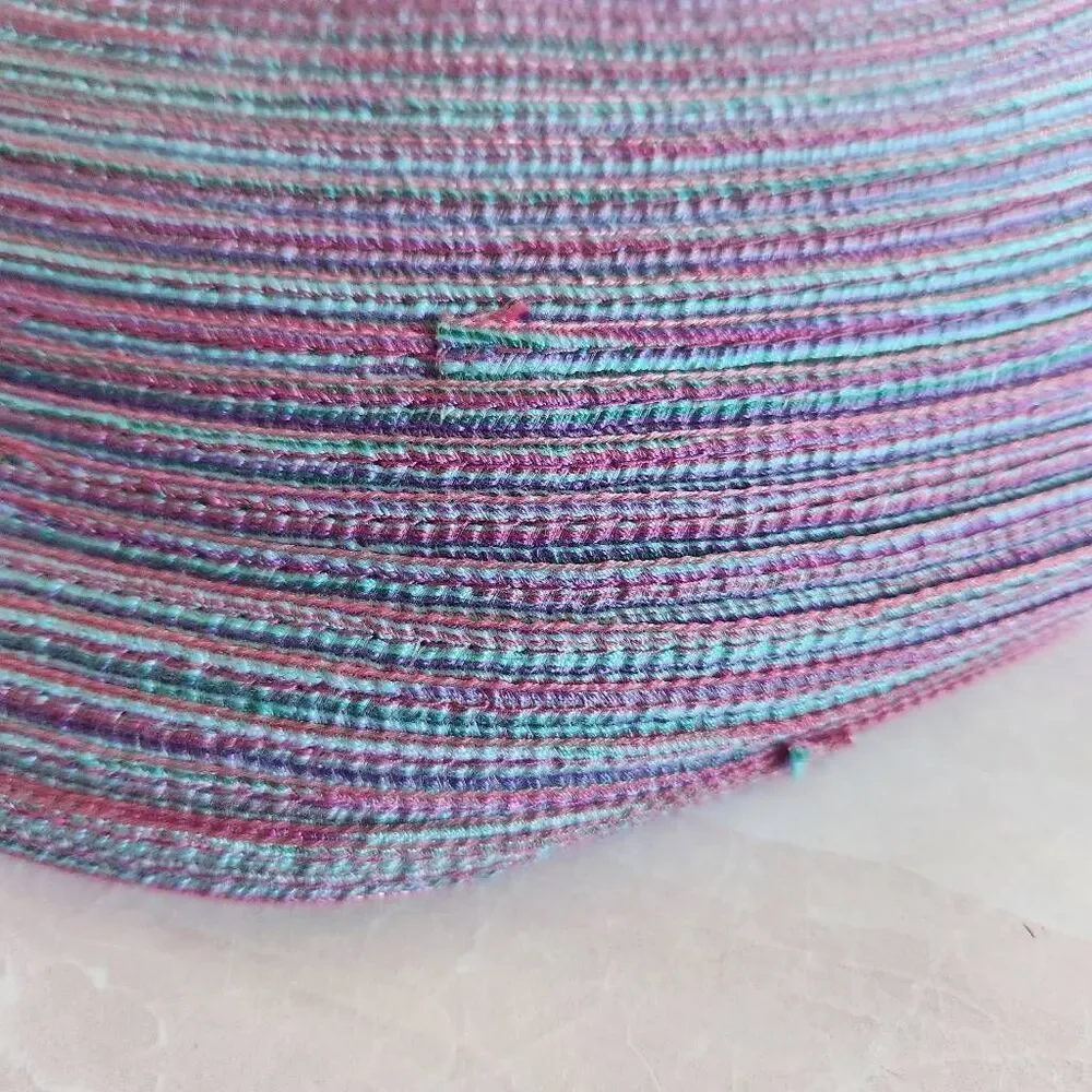 UPF 40+ roll up braid womens sun hat purple striped summer wide brim bucket